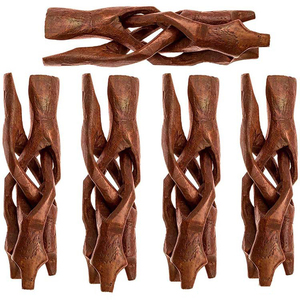 Hand Carved 6 Inch Stained Wooden Cobra Stand Wooden Tripod Stand For <strong>Abalone</strong> <strong>Shell</strong> - Product Image 1