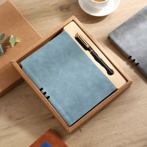 Custom Business A5 <b>Notebook</b> <b>Set</b> with Pen & Gift Box High-End Leather Cover Printed Style Personalized Logo - Product Image 5