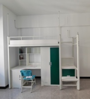 Lit superposé multifonctionnel moderne en acier robuste pour étudiants avec bureau intégré et armoire, couleur personnalisable
