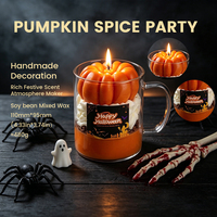 Bougie parfumée esthétique Halloween aux épices de citrouille, forme sculptée 3D, en cire de soja naturelle, dans un mug en verre, faite à la main, élégante, biodégradable, pour la maison