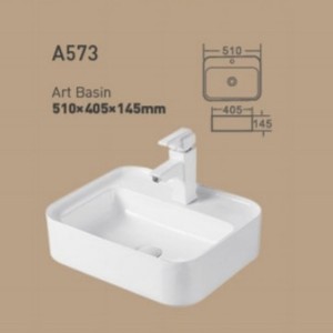 Lavabo Integrado de Piedra Artificial A571 para Baño, 610x285x140mm - Product Image 3