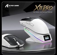 Souris de jeu sans fil rechargeable Attack Shark X11Pro V2 Tri-Mode légère pour l'e-sport, PAW3315, 2.4G BT filaire