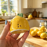 Ensemble créatif de salières et poivrières en céramique en forme de citron, compatibles lave-vaisselle, pour le petit-déjeuner et les assaisonnements domestiques