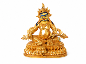 Statue de Jambhala Jaune Finition Or Faite à la Main avec Halo <span class=keywords><strong>d</strong></span>'<span class=keywords><strong>Ange</strong></span> en Option, Sculpture Tibétaine Bouddhiste en Laiton Personnalisée pour Temple, Autel ou Sanctuaire - Product Image 2