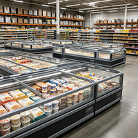 -22 ° Congelador Comercial Tipo Isla con Tapa de Vidrio Deslizante, Cuerpo de Acero, Gabinete para Helados, Termostato Digital, para Supermercado