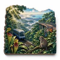 Aimants de réfrigérateur personnalisés en MDF 3D avec design anime, souvenirs touristiques de Penang, impression détaillée de plusieurs monuments