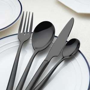 Ensemble de couverts de luxe en acier inoxydable noir et or rose, 4 à 5 pièces, lavable au lave-vaisselle, pour le thé, le dessert, les mariages, les restaurants, cuillère, couverts - Product Image 4