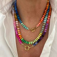 Collier d'été fait main Dopamine, pendentif perlé coloré sur perles de pierre, plaqué or, recommandé par les blogueuses