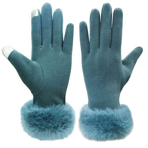 Guantes Cálidos de Invierno para Mujer, con Puño de Piel de Conejo, Guantes de Terciopelo para Exteriores, Guantes de Cachemira para Pantalla Táctil - Product Image 4