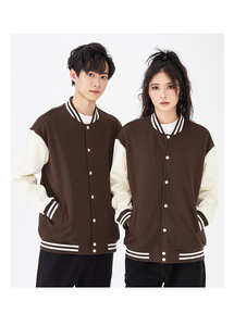 Chaqueta de Béisbol para Hombre, Otoño-Invierno, Básica, Color Sólido, 330GSM, Hombros Caídos, Cuello Alto, Ecológica, 100% Algodón - Product Image 4