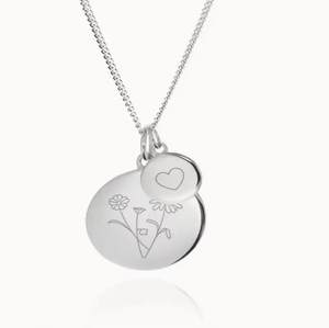 Loveher bijoux en acier inoxydable plaqué or en acier inoxydable disque vierge gravé <span class=keywords><strong>naissance</strong></span> fleur pendentif colliers pour femmes <span class=keywords><strong>cadeau</strong></span> - Product Image 4