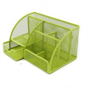 Mesh Office Desk Organizer with Sticky Notes <b>6</b> Compartments Desk Accessories Organizer with <b>Drawer</b> Desk Caddy Pen Holder - Product Image 2