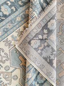 Hand-Knotted <b>Wool</b> Rug Handmade Area Rug in Blue and <b>Brown</b> for Bedroom Living Room Dining Area & Office - Product Image 6