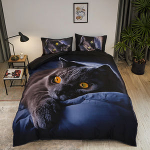 100% tela de poliéster 3D gato impreso juego de cama funda nórdica y sábana al por mayor de China proveedor - Product Image 3