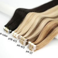 Nouvelles extensions de cheveux humains vierges européens Tapeins 100% naturels 24 blonds, cuticules alignées, adhésives, blanchies à la machine, teintes