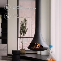 Cheminée suspendue moderne MEISU.CH personnalisable de 900 mm, au charbon électronique/éthanol/bois, pour hôtels