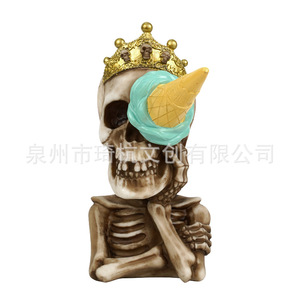 Figura de Calavera de Helado, Artesanía de Resina, Decoración de Halloween, Adorno de Escritorio Interior, Regalo Hecho a Mano - Product Image 5