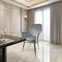 Chaises de salle à manger en velours de luxe en gros pour table à manger, chaise de restaurant rembourrée chromée de designer pour hôtel