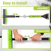 Kit de nettoyage de voiture modulaire détachable avec manche télescopique et têtes interchangeables de grattoir à glace et de balai