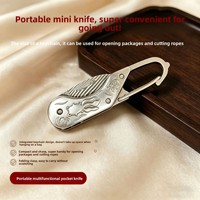 Couteau à fruits pliant Thunder en acier Damas, mini, motif poisson, porte-clés, outil de coupe portable EDC pour camping et randonnée en extérieur, OEM