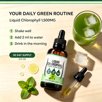 Gouttes de chlorophylle liquide Détox Nettoyage Perte de poids Soutien digestif Supplément liquide de chlorophylle à la menthe poivrée OEM ODM