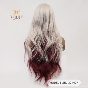 Perruque en fibre haute température transparente réglable rouge doré sans lacet pour femmes, usage quotidien, costumes de fête, <span class=keywords><strong>cheveux</strong></span> longs bouclés - Product Image 5