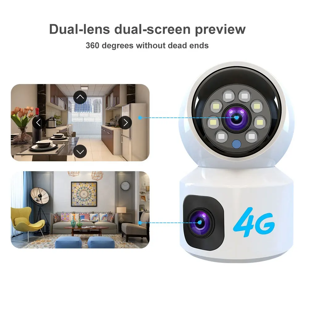 V380 màn hình bé Full HD tầm nhìn ban đêm không dây IP Camera 4MP trong nhà PTZ 4G hoặc wifi tự động theo dõi Dual Band máy ảnh