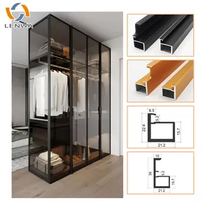 Aluminum Frame LENWA Factory New Ready In Stock Wardrobe Closet Glass Cabinet Door Aluminum Frame