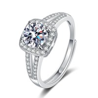 RFJEWEL 2026 Nouvelle bague ajustable en laiton pur plaqué argent avec zircon cubique brillant, bijoux tendance pour femmes