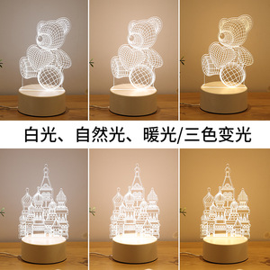 Lámpara de noche LED 3D con forma de oso, control táctil, luz blanca cálida, lámpara de mesa redonda para dormitorio, regalo para niños - Product Image 2