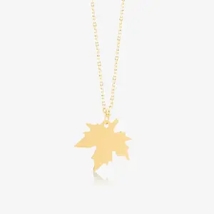 Stainless steel Natural Jewelry 18K Gold Plated Canada Maple Leaf Necklace Gold Leaf Pendant Necklace for Women Teenagers