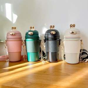 Taza Térmica de Acero Inoxidable con Orejas de Conejo de Pascua, con Funda de Cuero PU y Correa de Hombro Cruzada - Product Image 6