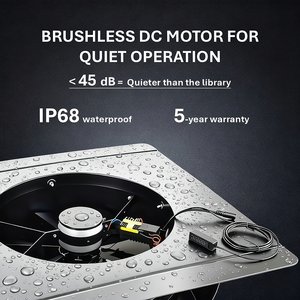 25WブラシレスDC IP68モーター搭載ソーラー屋根裏換気扇 ソーラーハイブリッドDCACボールベアリング屋根換気扇 軸流排気ファン - Product Image 5