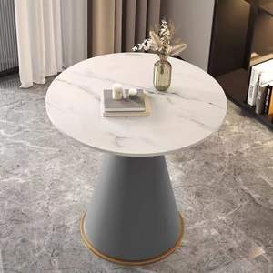 Mesa de centro redonda de mármol, mesa moderna para sala de estar, mesa para balcón, estilo nórdico minimalista - Product Image 2