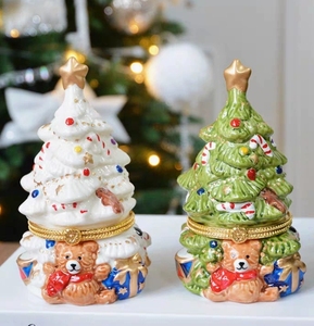 Boîte à Bijoux En Forme De Sapin De Noël - Ornement Déco - Métal Alliage - 5,5x9 Cm