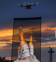Écran LED magique en maille volante pour publicité de drone en plein air, flexible, ultra-transparent, P25
