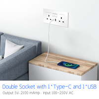 Prise murale double UK Bingoelec 13A avec interrupteurs et port USB Type C, norme britannique