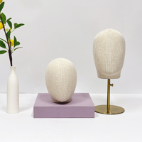 Material de espuma de base de cabeza de Maniquí de tela de lino de bambú Natural para mujer, peluca masculina, sombrero, ropa de exhibición, estilo de envoltura de ventana