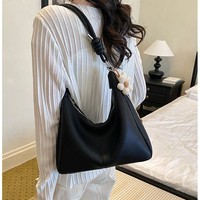 Tas Selempang Segitiga PU Motif Kulit Leci Cokelat Tua untuk Wanita, Tas Jinjing Kasual dengan Hiasan Manik Bunga untuk Belanja Akhir Pekan dan Sehari-hari