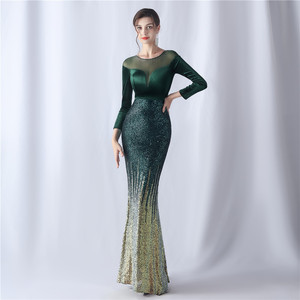 18291 # donna atmosfera High-end elegante banchetto annuale temperamento da sera in <span class=keywords><strong>velluto</strong></span> a <span class=keywords><strong>maniche</strong></span> <span class=keywords><strong>lunghe</strong></span> - Product Image 3
