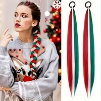 2 extensions de queue de cheval festives ombrées géantes, 26 pouces, en fibre synthétique haute température avec élastique pour femmes