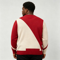 Pull-over personnalisé en maille jacquard pour homme, col en V, manches longues, logo sur le devant