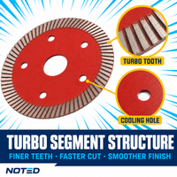 Lame diamantée turbo ultra-mince OEM à revêtement rouge, sans éclats, pour la découpe à chaud de carreaux de porcelaine vitrifiée pleine masse pour la finition.