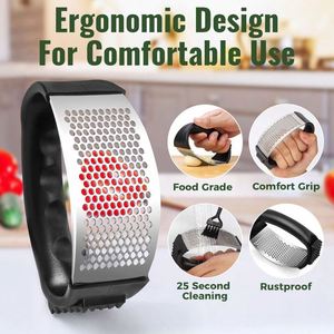 Must-have Kitchen <b>Tools</b> Plastic Handle Multifunctional Garlic Press Stainless Steel 304 Garlic Presser with Garlic Peeler - Product Image 2
