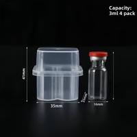 Boîtier de voyage modulaire transparent en plastique PP 3 ml à 4 compartiments pour poudre lyophilisée, sans BPA, OEM, flacon d'échantillon en vrac pour chaîne du froid
