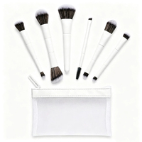 YRX Ensemble de 6 pinceaux de maquillage professionnels à double extrémité, à manches en bois, en fibres synthétiques écologiques, personnalisables