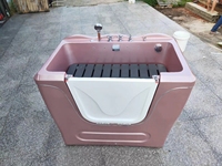 Baignoire pour chien EUR PET avec séparateur en acrylique et porte, piscine de toilettage pour animaux imperméable avec fonction bain moussant et à bulles, poignée pliable