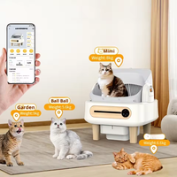 Bac à litière automatique pour chat en plastique et bois de style nordique, grande capacité 80L, nettoyage automatique, contrôle des odeurs, sans poussière, écologique