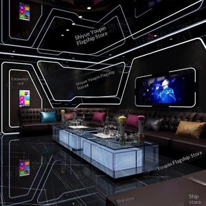 طاولة بار زجاجية مستطيلة مضيئة بأسلوب أوروبي فاخر للاستخدام في غرف الكاريوكي وقاعات الأفراح والنوادي، قابلة للتخصيص حسب الحجم - Product Image 3