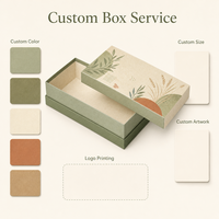 Boîte cadeau rigide en papier vert sauge personnalisée, impression botanique, deux pièces, couvercle et base, emballage de produit haut de gamme